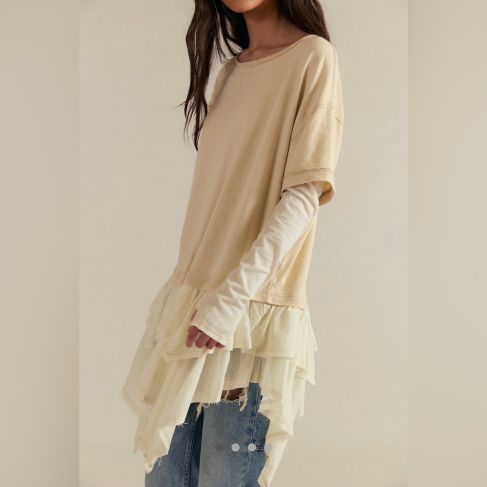We the Free Tattered Love Tee - Layered Cream Women's Top